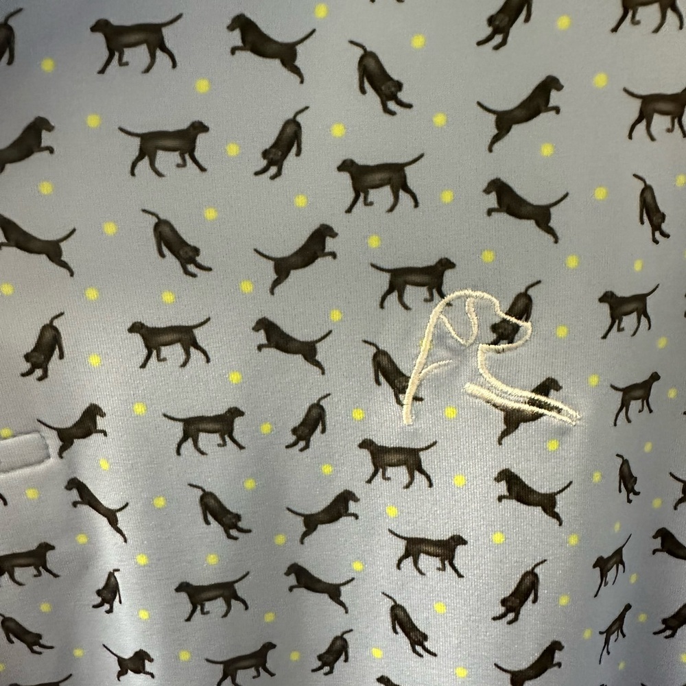 NWOT Never worn Rhoback XL Polo exclusive black lab print